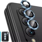 Fibaks Samsung Galaxy Z Fold 5 Uyumlu Uygulama Aparatlı Renkli Kamera Lens Koruyucu Cam Kamera Koruma - Mavi