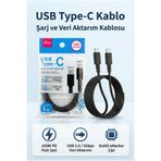 Fibaks Type-C to Type-C Hızlı Şarj Veri Aktarım Kablosu 100W PD Desteği USB 3.0 (5Gbps) eMarker Çipli