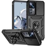 Fibaks Xiaomi Mi 12T Kılıf Kamera Korumalı Sürgülü Yüzüklü Armor Military Tank - Siyah