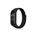 Fibaks Xiaomi Mi Band 3/4/5/6 Uyumlu Cırtlı Hasır Dokuma Akıllı Saat Kordon Bileklik Siyah