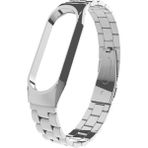 Fibaks Xiaomi Mi Band 5 Kordon Kasalı Paslanmaz Çelik Stainless Steel Baklalı Ayarlanabilir Akıllı Saat Kordonu - Gümüş
