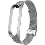 Fibaks Xiaomi Mi Band 7 Metal Kasalı Klipsli Hasır Desenli Paslanmaz Çelik Kordon - Gümüş