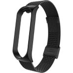 Fibaks Xiaomi Mi Band 7 Metal Kasalı Klipsli Hasır Desenli Paslanmaz Çelik Kordon - Siyah