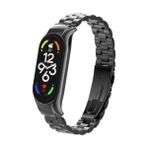 Fibaks Xiaomi Mi Band 8 Kordon Kasalı Paslanmaz Çelik Stainless Steel Baklalı Ayarlanabilir Akıllı Saat Kordonu - Siyah