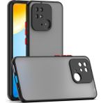 Fibaks Xiaomi Poco C40 Kılıf Mat Parmak Izi Yapmaz Kamera Korumalı Renkli Tuşlu Sert Silikon Kapak - Siyah