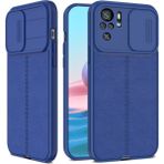Fibaks Xiaomi Poco F3/xiaomi Redmi K40 Kılıf Sürgülü Slide Kamera Korumalı Deri Görünümlü Leke Tutmaz Silikon - Lacivert