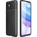 Fibaks Xiaomi Poco X3 Kılıf Rugged Armor Darbe Emici Uzun Ömürlü Dayanıklı Parmak İzi Yapmaz Karbon Tasarım Negro Silikon Kapak - Siyah