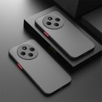 Fibaks Xiaomi Redmi 14C 4g Kılıf Mat Parmak Izi Yapmaz Kamera Korumalı Renkli Tuşlu Sert Silikon Kapak - Siyah