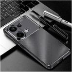 Fibaks Xiaomi Redmi Note 13 4g Kılıf Karbon Desenli Kamera Korumalı Renk Atmaz Silikon Kapak - Siyah