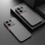 Fibaks Xiaomi Redmi Note 13 Pro 4g Kılıf Mat Parmak Izi Yapmaz Kamera Korumalı Renkli Tuşlu Silikon Kapak - Siyah