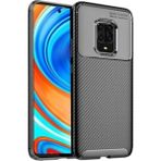Fibaks Xiaomi Redmi Note 9 Pro Kılıf Rugged Armor Darbe Emici Uzun Ömürlü Dayanıklı Parmak İzi Yapmaz Karbon Tasarım Negro Silikon Kapak - Siyah