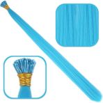 Fiber Sentetik Boncuk Kaynaklık Renkli Saç - Turkuaz Mavi - 100 Adet