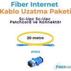 FIBER4U Fiber Optik Internet/modem Uzatma Kiti/Kablosu (Mavi) - 20 Metre (Tak-Çalıştır – Mavi – Upc - Tip)