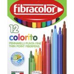 Fibracolor İnce Uçlu Keçeli Kalem 12 Renk 2,9 mm Kalınlıkta Uzun Ömürlü ve Yıkanabilir