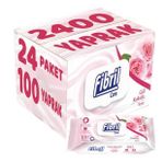 Fibril 100 Yaprak Gül Plastik Kapaklı 24'lü Set 2400 Yaprak Islak Havlu Mendil