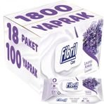 Fibril 100 Yaprak Lavanta Plastik Kapaklı 18'li Set 1800 Yaprak Islak Havlu Mendil