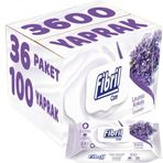 Fibril 100 Yaprak Lavanta Plastik Kapaklı 36'lı Set 3600 Yaprak Islak Havlu Mendil