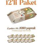 Fibril Portakal Çiçeği Kokulu Islak Mendil 12X90 Pk 1080 Yaprak Doğal Esans , Geri Dönüştürülebilir Kumaş