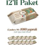 Fibril Sedir Ağacı Kokulu Islak Mendil 12X90 Lı Paket 1080Yaprak Doğal Esans , Geri Dönüştürülebilir Kumaş