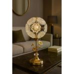 Fico Home 3 Renk Işıklı Kristal Taşlı Led Abajur French Gold Gövde Power Led