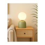 Fico Home Modern Abajur Camlı Masa Lambası Mint Green Beyaz Glop Cam