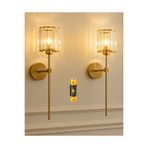 Fico Home Modern Pilli Aplik Kristal Taşlı Şık Kablosuz Aç Kapa Butonlu Aplik Eskitme Gold Sarı 1 ADET