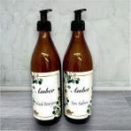 Fidan Amber 2'li Bulaşık Deterjanı ve Sıvı Sabun Şişesi Sabunluk Seti 500ML Cam Şişe