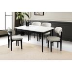 Fidan Beyaz Ahşap Salon Yemek Masa Sandalye Takımı 4 Nergis Sandalyeli Ortadan Açılır Büyüyen 90 x 140 cm - Beyaz - Siyah - 140X90