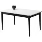 Fidan Beyaz Renk Siyah Etek Ahşap Ayak Açılır 140X90 Masa (Açılımış Ölçüsü 170X90) - 140 X 90