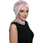 Fidan Bone Kadife Çapraz Atkılı Hazır Türban Tesettür Bone - Pudra
