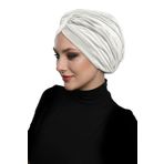 fidan bone Kadife Çapraz Krem Hazır Türban Tesettür Bone