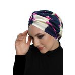 fidan bone Rüzgarı Desenli Çapraz Ve Bant Detaylı Astarlı Hazır Türban Tesettür Havuz Bonesi