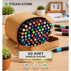 Fidanx Akrilik Kalem Marker Kalem Seti Boya Kalem Seti 60 Renk - Karışık Çok Renkli - 60 adet