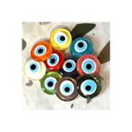 FİDE GLOBAL Cam Renkli Yaldızlı Nazar Boncuklu Magnet, Buzdolabı Süsü, Dekoratif Obje 4x4 Cm (1 ADET)