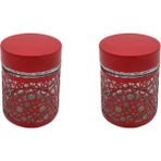 Fidex Home 2'li Renkli Cam Kavanoz Saklama Kabı 250ML Kırmızı - 250 ml - 2 Adet