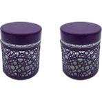 Fidex Home 2'li Renkli Cam Kavanoz Saklama Kabı 250ML Mor - 250 ml - 2 Adet