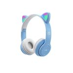 Fidobay P47M Kedi Kulaklı Led Işıklı Bluetooth Kulaklık Mavi 8885521