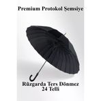 FIDUCIA Protokol 24 Telli Fiber Şemsiye Ters Dönmez 120 Cm