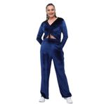 Fierte Kadın Büyük Beden Bluz&Pantolon Takım Zss1030 Kadife SAKS MAVİ 50