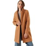 Fierte Kadın Kaban BGDT9082 Tek Düğme Astarlı - 36 - Camel