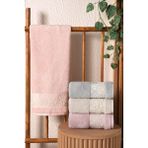 Fiesta %100 Penye Pamuklu Kort Nakışlı 50X90 4 Lü Kutulu El Yüz Havlusu - 50 x 90 cm - Koyu Yeşil - Kahverengi - Beyaz