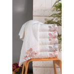 Fiesta Bambu 50X90 cm Süzine Bürümcük 3 D Nakışlı 6 Lı Kutulu El Yüz Havlusu - Beyaz - Bej