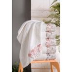Fiesta Bambu 50X90 cm Süzine Bürümcük 3 D Nakışlı 6 Lı Kutulu El Yüz Havlusu - Beyaz - Gri