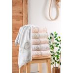 Fiesta Bella Dantel Bambu Oyma Nakışlı 50X90 cm El Yüz Havlusu 6 Lı Pvc Kutulu - 50 x 90 cm - Pembe - Bej