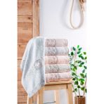 Fiesta Bella Dantel Bambu Oyma Nakışlı 50X90 cm El Yüz Havlusu 6 Lı Pvc Kutulu - 50 x 90 cm - Pembe - Beyaz