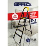 Fiesta Nova 3+1 Metal Basamaklı EXTRA GÜÇLÜ Özel Tasarım Pratik Merdiven - Sarı - Siyah
