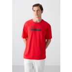 Fiesta Pamuklu Kalın Yumuşak Dokulu Oversize Fit Baskılı Erkek T-Shirt - 88334