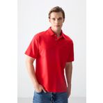 Fiesta Pamuklu Kalın Yumuşak Dokulu Polo Yaka Oversize Fit Basic Erkek T- Shirt - 88382