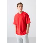 Fiesta Pamuklu Kalın Yüzeyi Dokulu Oversize Fit Basic Erkek T-Shirt - 88337