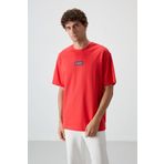 Fiesta Pamuklu Kalın Yüzeyi Dokulu Oversize Fit Baskılı Erkek T-Shirt - 88367